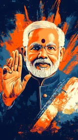 Vector portrait with tricolor brush dynamics and gesture emphasis.