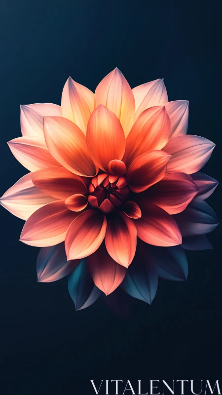 Layered dahlia bloom with gradient coloring against dark background