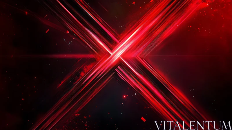 Red spectral energy cross with luminous linear light trails