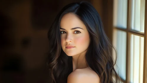 Soft window light portrait with shallow depth detail refinement.