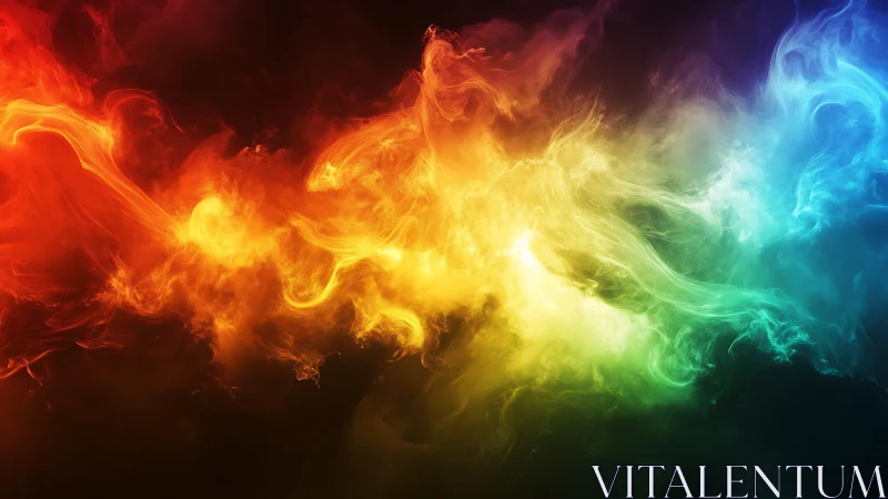 Radiant multicolor nebula plume rendered in dynamic digital light