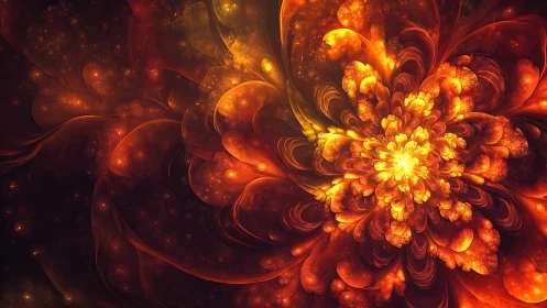 Fractal floral structure radiates from central luminous core