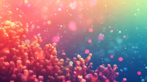 Coral daydreams glow under drifting neon underwater stardust