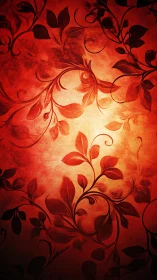 Red floral vines on textured glowing gradient background.