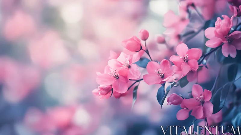 Pink Blossom Reverie: Soft Petals Dancing in Dreamy Light.