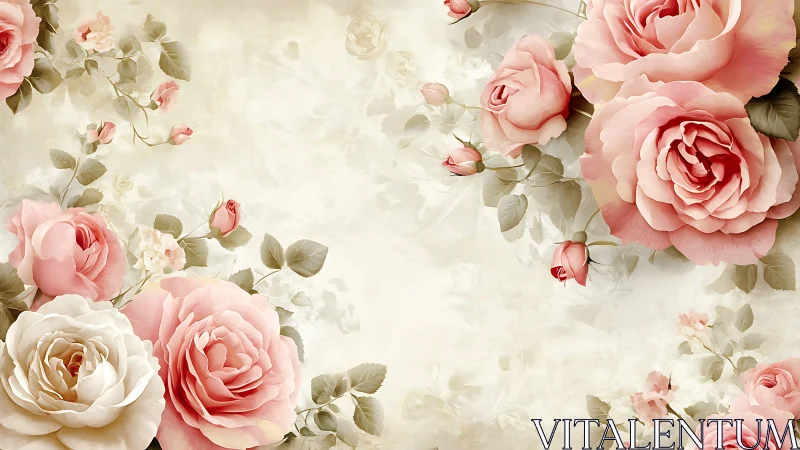 Soft Floral Arrangement with Pink and Cream Roses.