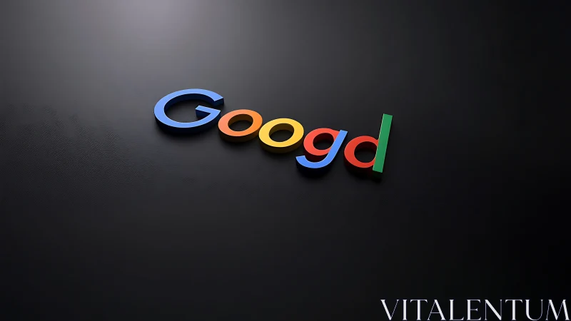 3D Rendered Google Logo Against Dark Surface Backdrop.