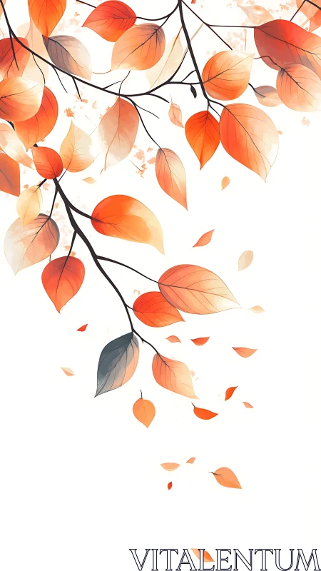 Autumn foliage branches with soft watercolor leaf gradients.