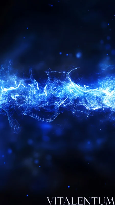 Glowing blue energy stream drifting through quiet cosmic dark.