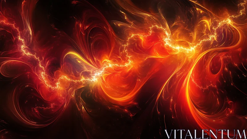 Glowing river of fire swirling through a cosmic dreamscape.