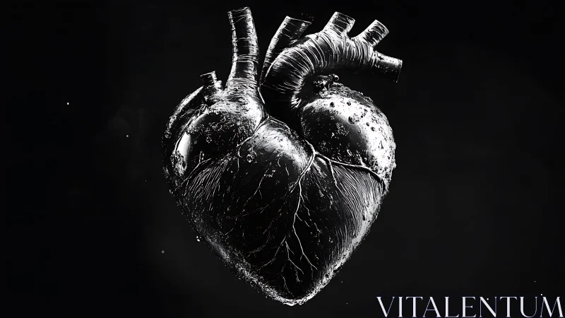 Anatomical Heart Rendered as Detailed Medical Illustration.