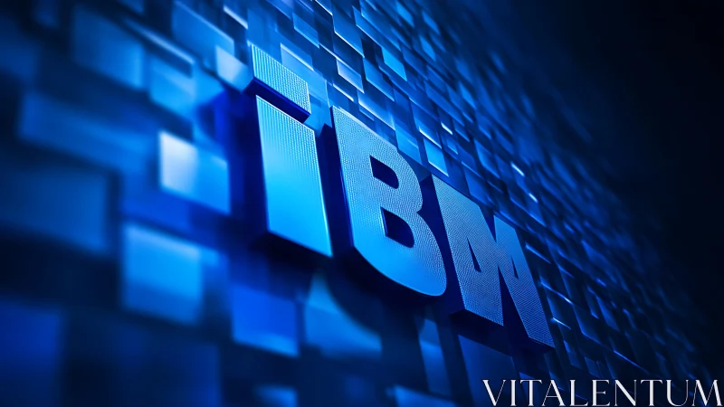 Bold blue IBM logo glows against a dynamic digital wall