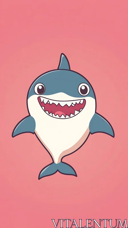 Cartoon shark mascot with flat shading on coral gradient