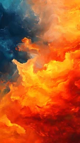 Abstract fluid dynamics with contrasting thermal gradients and color transitions