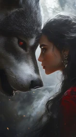 Quiet bond between a brave woman and a watchful wolf.