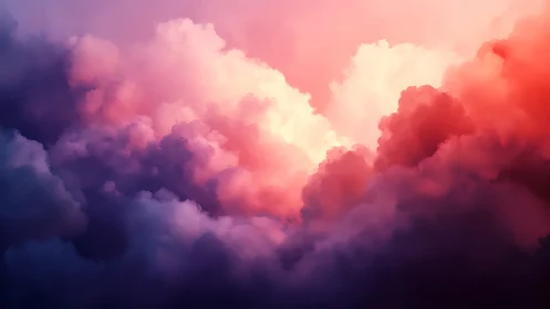 Radiant sunset clouds glow with vivid magenta and gold light