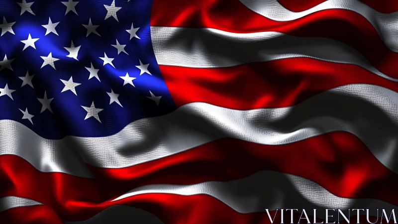 Stars and Stripes in cinematic waves of bold light and shadow.