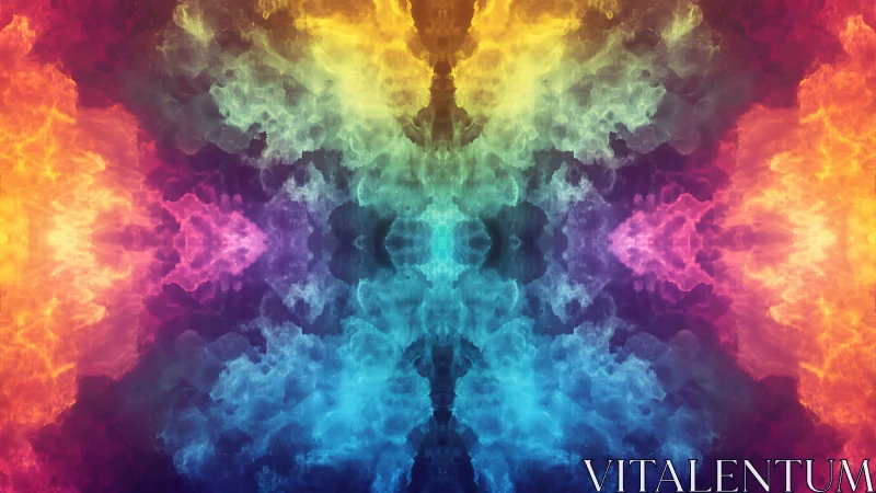 Prismatic nebula mirrored into kaleidoscopic cosmic flame.