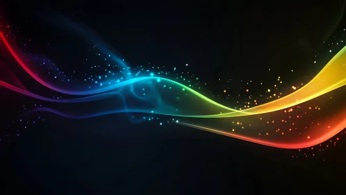 Chromatic light waves swirling across a deep black field.