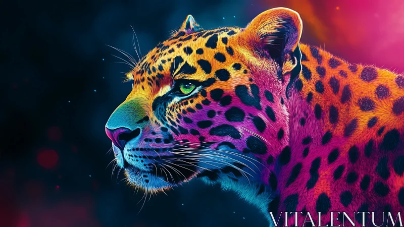 Neon Leopard: Electric Beast in Chromatic Thunder.