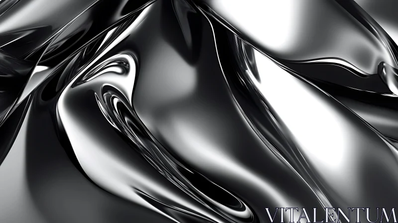 Shiny Metallic Abstract Waves in Modern Digital Art Style.