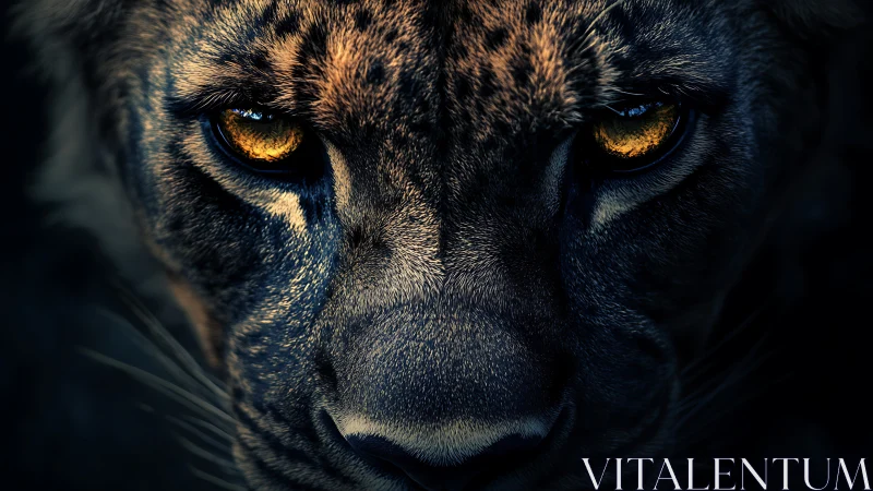 Intense Feline Gaze in Darkness