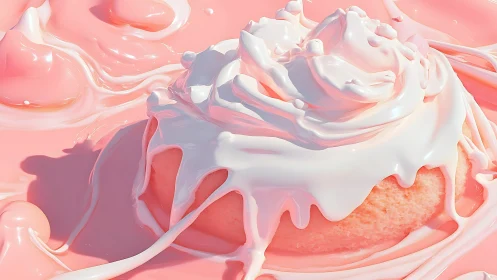 Fluid Topography: Salmon-Pink Gelid Morphologies with Glossy Erosion Dynamics.