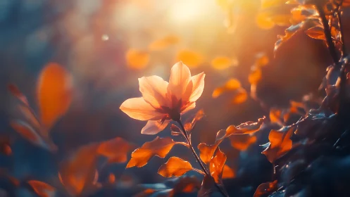 Golden hour blooms burst through amber-kissed twilight.