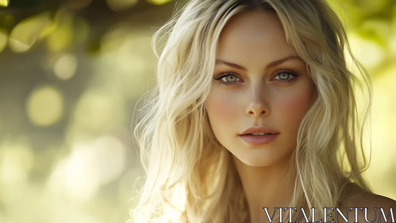 Soft summer portrait bathed in gentle golden sunlight.