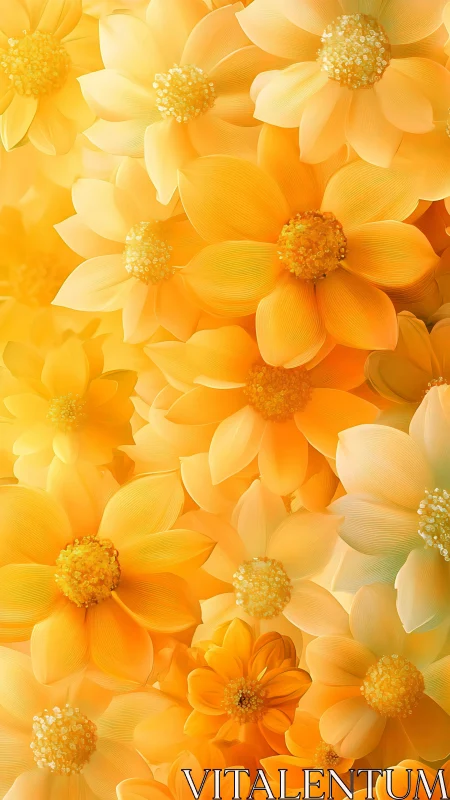 Daisy-form flowers in yellow and orange gradient palette
