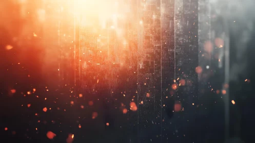 Abstract glowing digital embers on dark background, cinematic style.