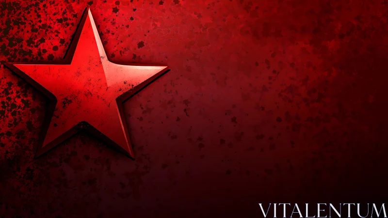 Red metal star glows boldly against a dark textured backdrop