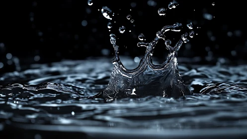 Photorealistic high-speed macro of crown water splash study.