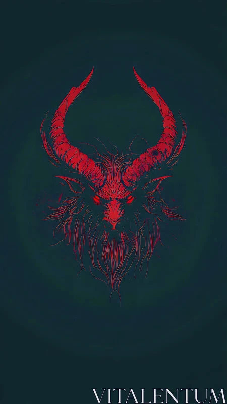 Horned demonic overlay rendered in minimalist red linework.