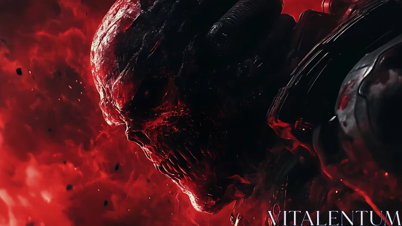 Infernal warlord emerges from molten scarlet oblivion.