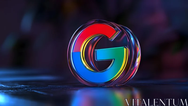 Vibrant 3D Google Logo in Neon Glass Style on Dark Background.