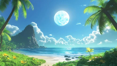 Tropical Paradise Under the Azure Moon.