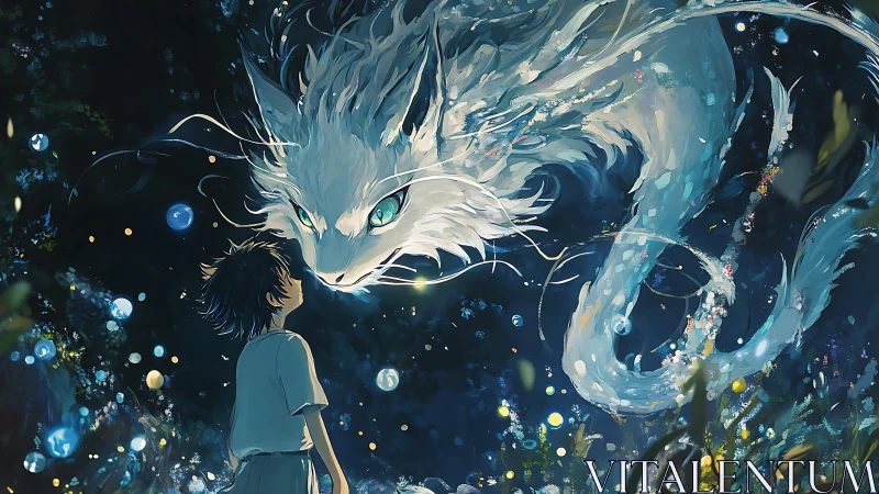 Nocturnal luminance encounter with ethereal serpentine dragon.