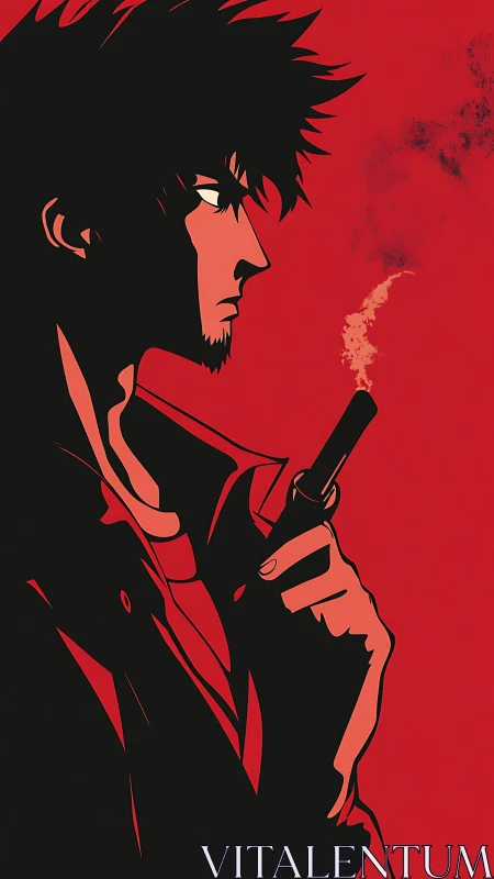 Smoke curls upward as the scarred gunslinger weighs silence