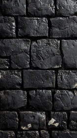Dark wet stone brick wall surface shows rough texture