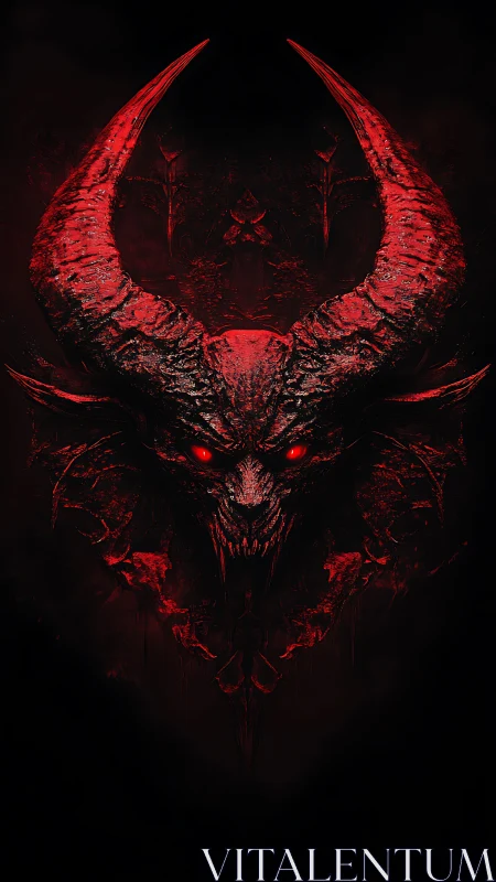 Infernal cranial construct with bi-lobed demonic horn array.