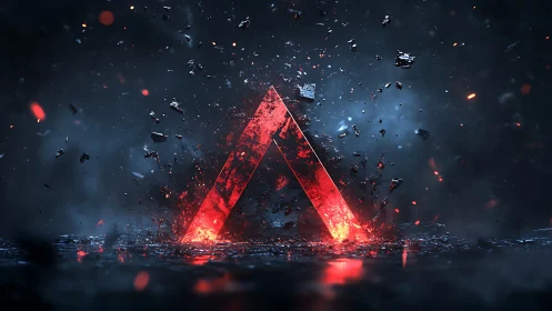 Glowing Red Triangular Structure in Particle Field