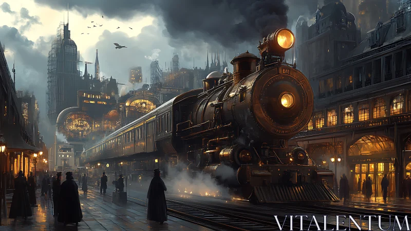 Steam titan prowls a neon-smoked, clockwork metropolis at dusk