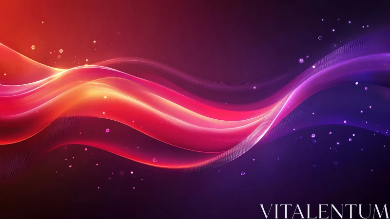 Luminous neon waves flow across a cosmic gradient field.