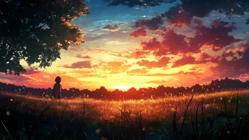 Backlit child silhouette studies volumetric sunset sky gradients