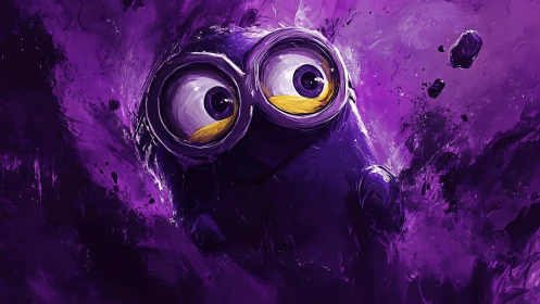 Purple chaos minion whirls through cosmic paintstorm night.