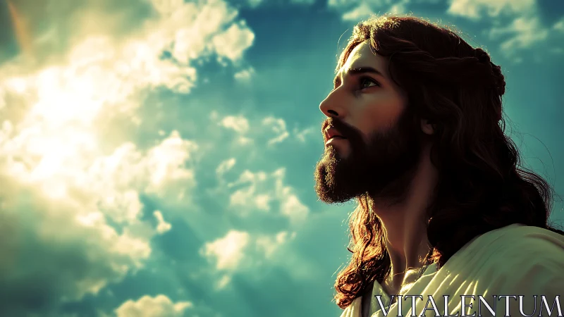 Digital side-profile portrait of long-haired bearded figure