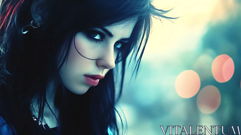 Midnight gaze in neon haze, where quiet storms gather.