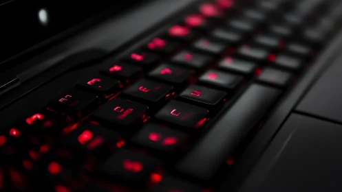 Backlit gaming keyboard glows with intense red illumination