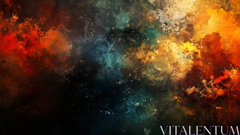 Vivid Abstract Canvas with Fiery Orange and Cool Blue Tones.